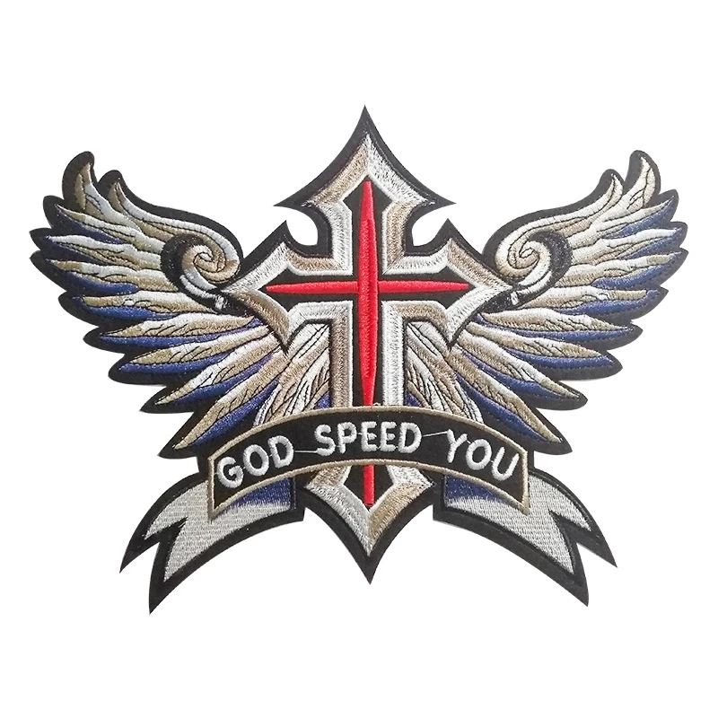 PGY Punk Angel Wings Biker Rock Patches Iron On Clothes Garment Appliques for T-shirt Coat Diy Embroidered Badge Accessories