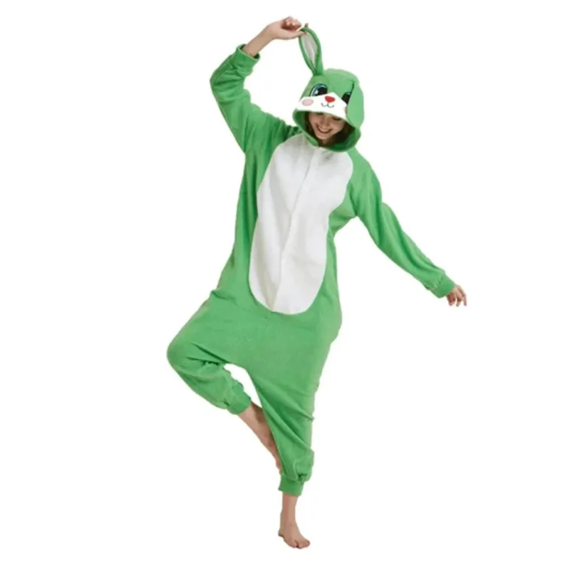 بيجامة حفلات جميلة للجنسين ملابس نوم دافئة للبالغين أزياء تنكرية على شكل أرنب Kigurumi ملابس منزلية