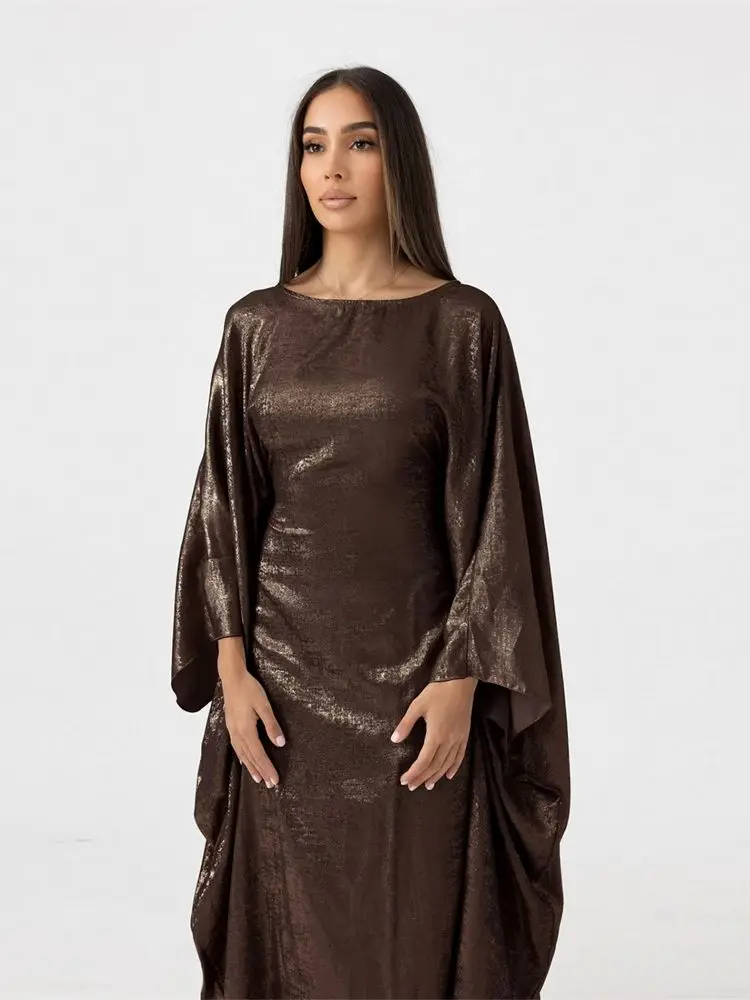 Batwing Cetim Abaya para Mulher, Ramadan, Eid, Ramadan, Dubai, Luxo, Islâmico, Muçulmano Kaftan, Mulher, Caftan Marocain, Dubai, 2024