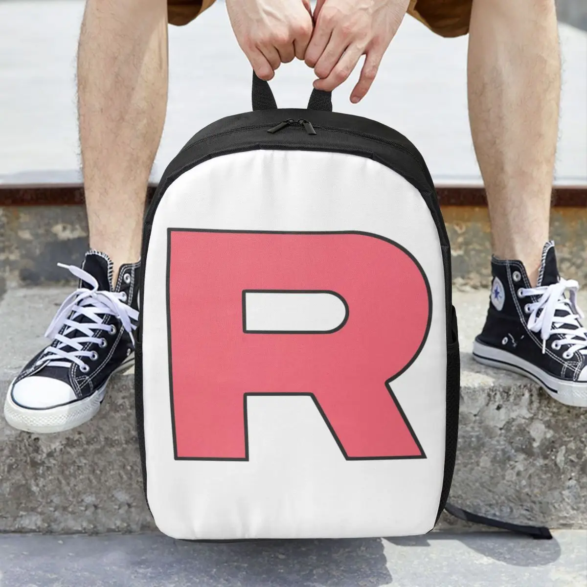 Letter R Team Rocket Logo Woman Backpacks Boys Girls Bookbag Students School Bags Portability Travel Rucksack Shoulder Bag