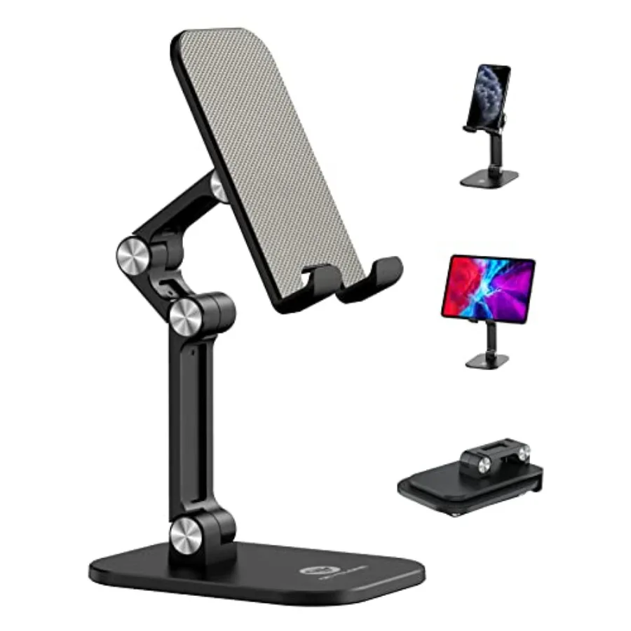 Phone Stand Adjustable Height and Angle Foldable Cell Phone Stand Holder for Desk Taller iPhone Stand Compatible with 4.7-13 Sm