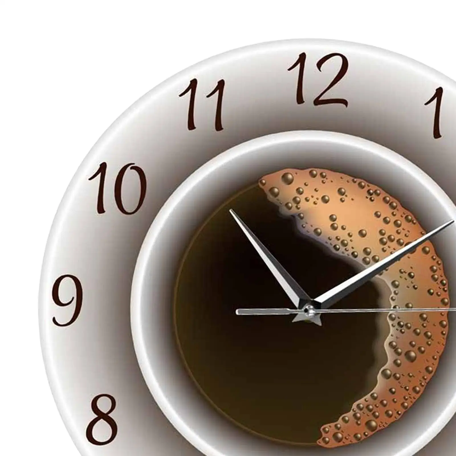 Coffee Cup Wall Clocks 12 inch, Printed Decal Image for Sleeping and Working Environments Movement for Living Room