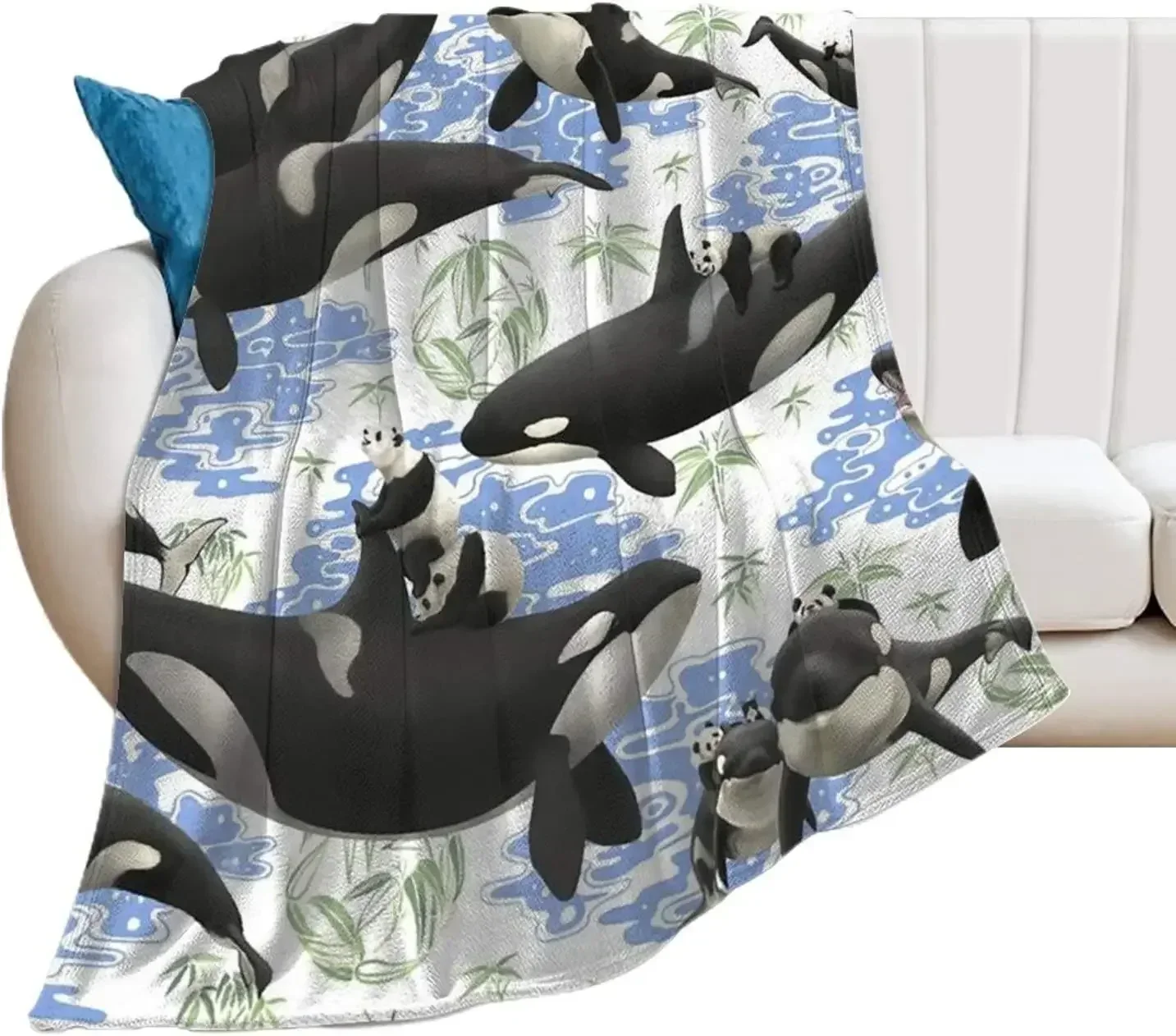 Killer Whale Orca Throw Blanket Ultra Soft Warm Thin Blanket Home Bed Couch Blankets Bedspreads Adults Children
