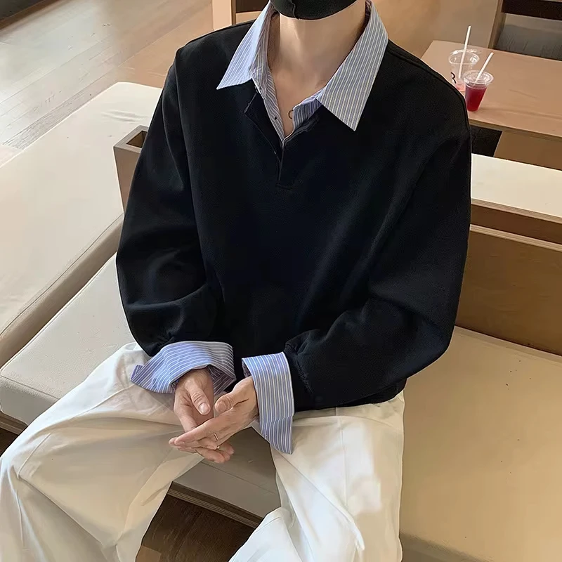 

Male Simple Basic Daily Clothes Tops Autumn 2025 New Fashion Men's Spliced Casual Trendy Color-coded Loose Two-piece Shirts