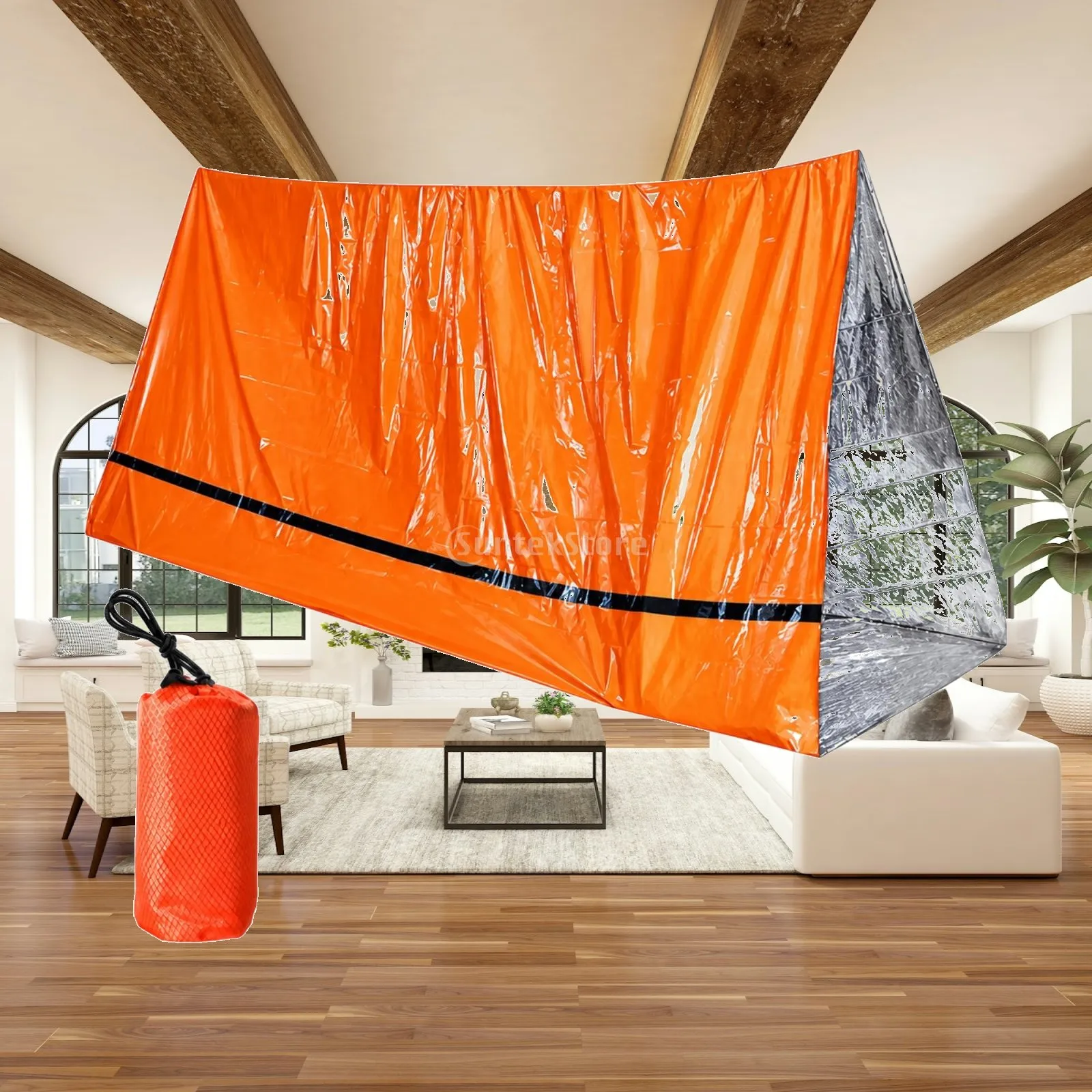 PE Emergency Tent Portable Triangular Emergency Tent Compact Survival for Camping, Hiking