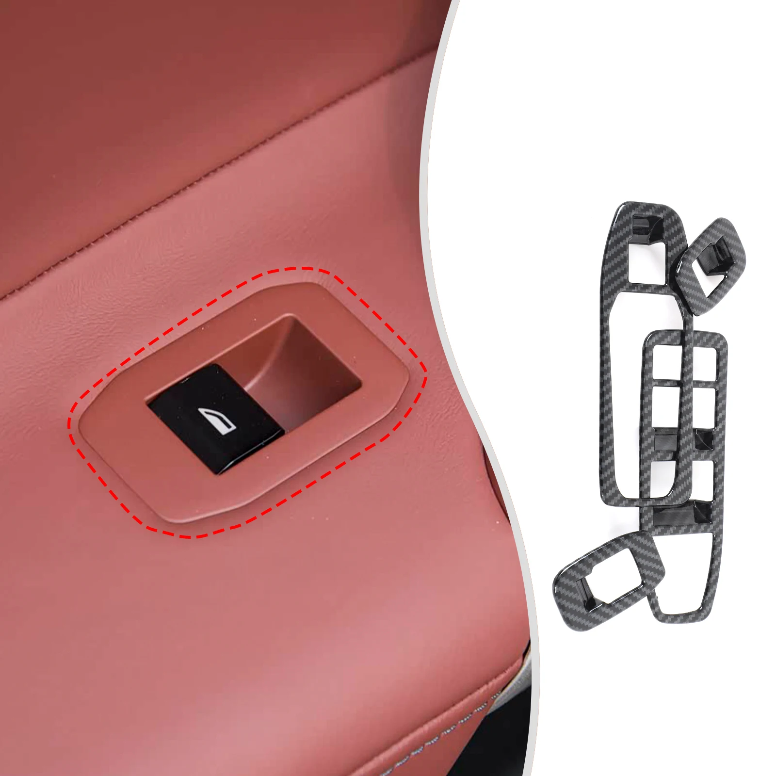 

ABS Carbon Fiber Window switch Glass Lift Frame For 2022 2023 2024 BMW iX (Imported) Left- peptide Interior Accessories