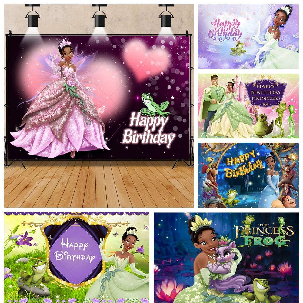 

Disney Tiana Princess and the Frog Girls Kid Birthday Party Banner Backdrop Custom Baby Room Photography Poster Decor Background