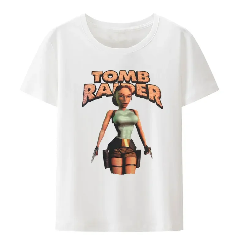 Nostalgia Film Tomb Raider Lara Croft  Adventure Game Graphic T Shirts for Woman Vintage Movie Fans Short Sleeve Tshirt Tops Y2k