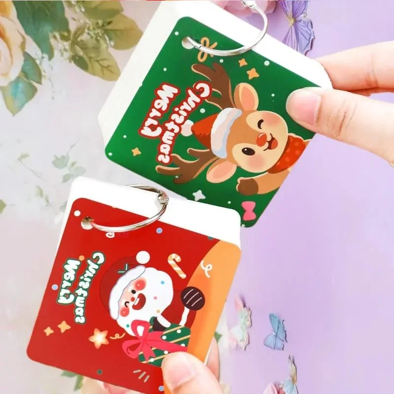 

1/4 шт., рождественский блокнот с отрывными листами, мультяшный Санта-Клаус, снеговик, лось, мини-портативный блокнот, студенческие канцелярские принадлежности, призы, подарок