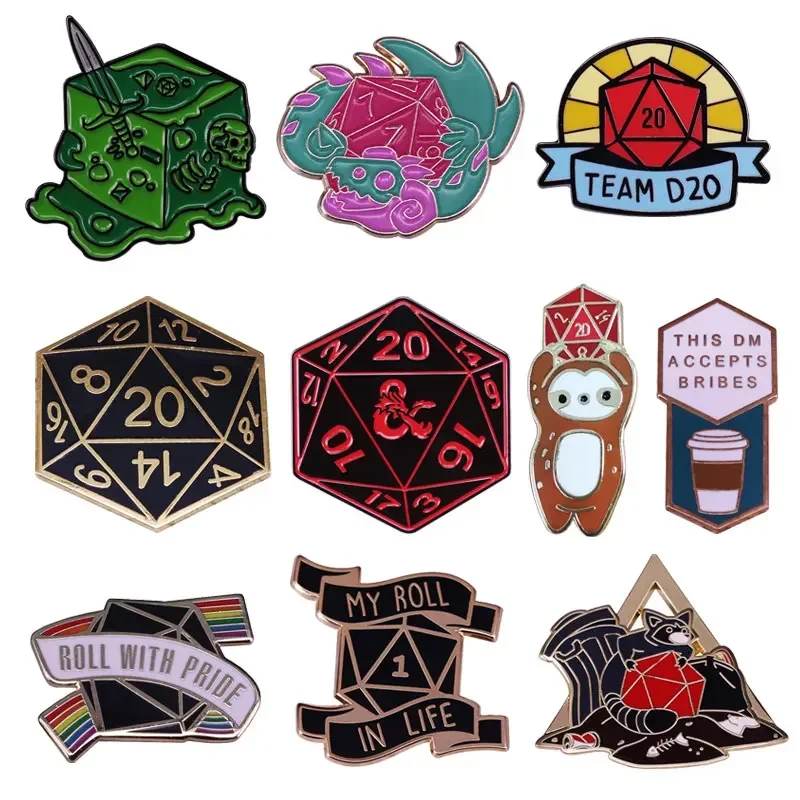 RPG Dice Metal Enamel Pins Dungeons Game Cartoon Brooch Denim Jacket Backpack Badge Decoration Given Friends And Fans Gifts