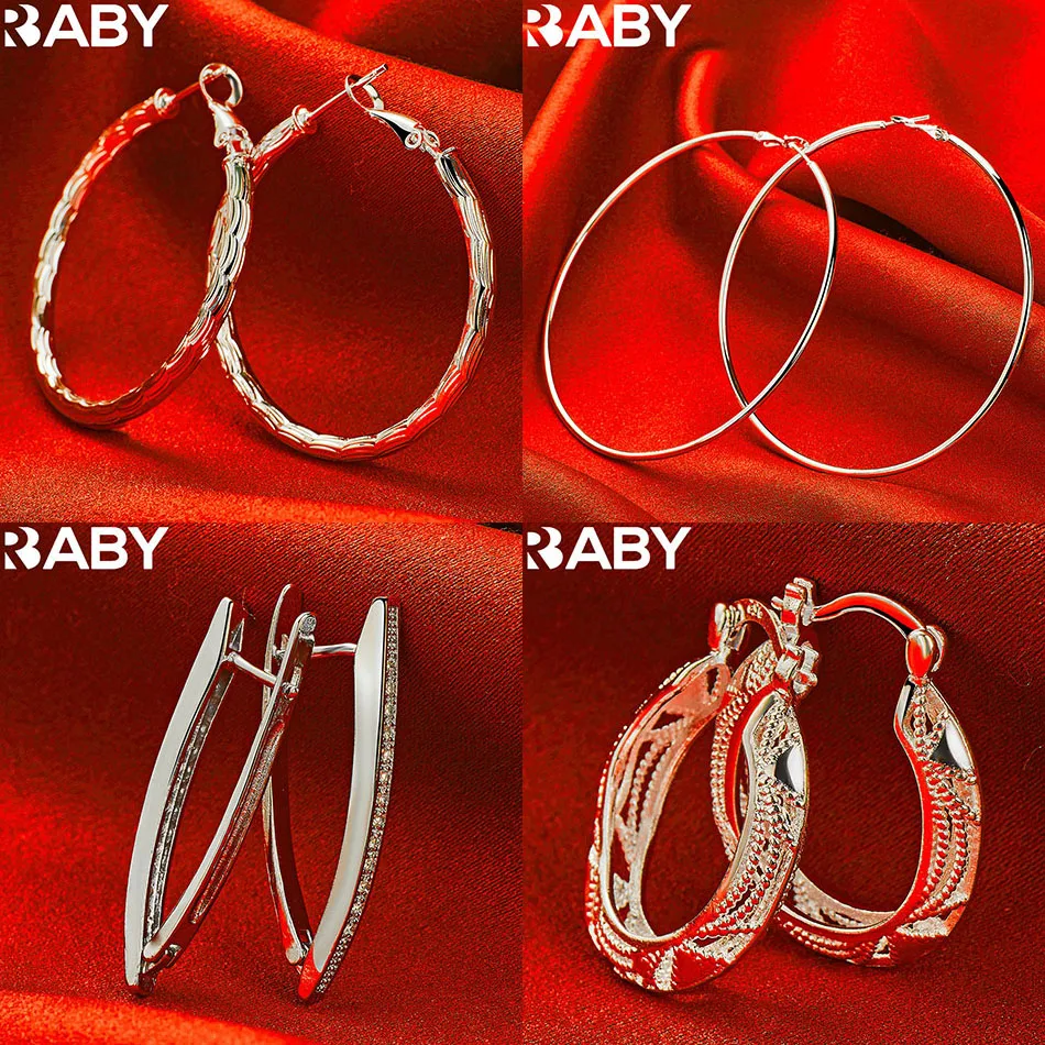 

URBABY 925 Sterling Silver Geometric Hoop Earrings For Women Charm Trend Birthday Gifts Fashion Party Fine Jewelry