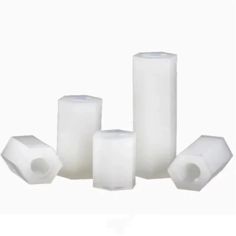 White Nylon Hex Threaded Studs for Electronics - M2-M6 Plastic Hex Mounting Fasteners for PCB Motherboards & Circuit Boards