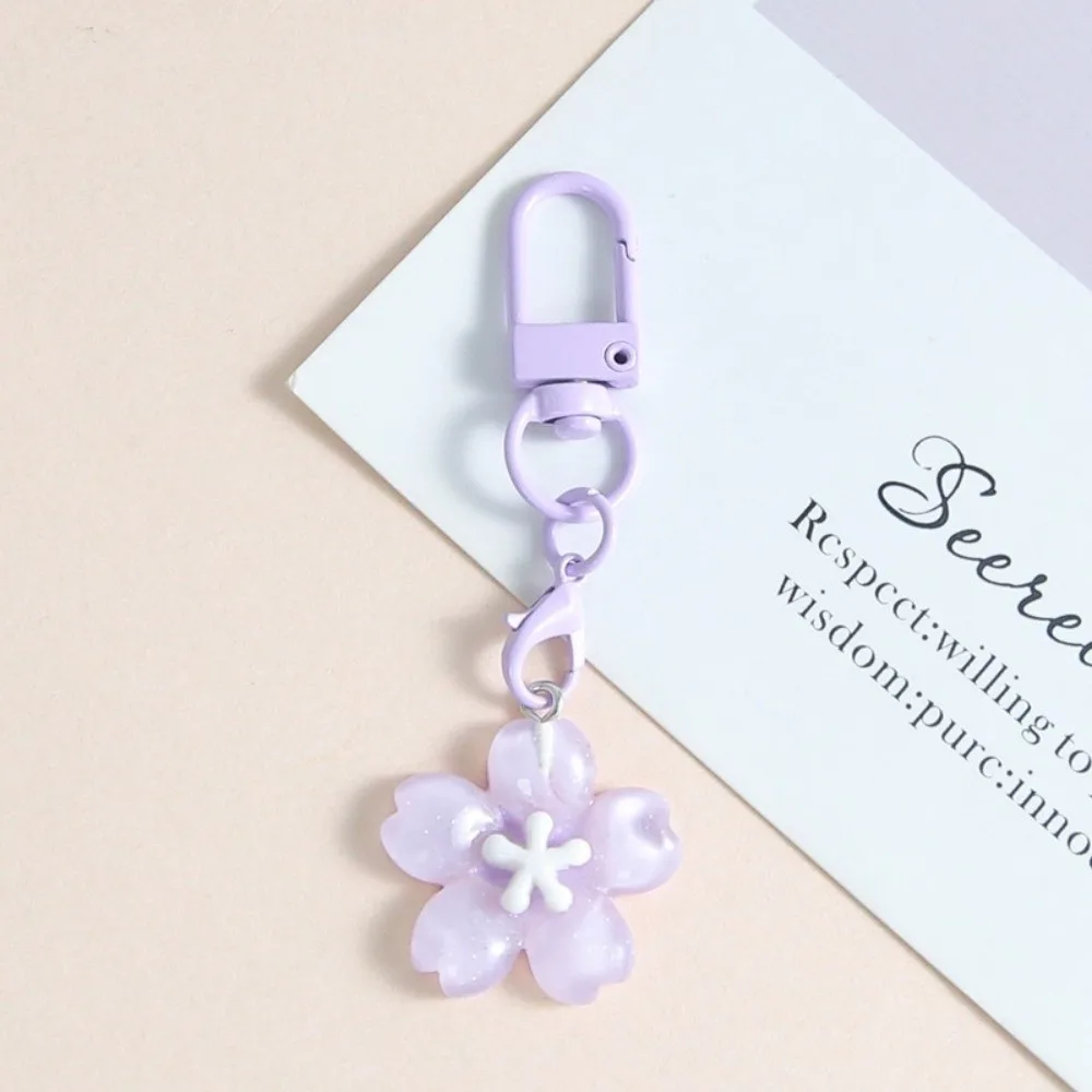 Cute Resin Cherry Blossom Keychain Colorful DIY Car Key Ring Floral Jewelry Accessories