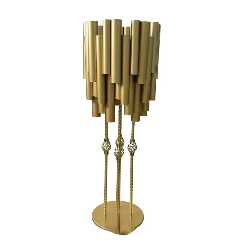 Heavy Duty Luxury Matte Gold Wedding Centerpiece Special Column Design Metal Flower Riser Table Centerpiece Wedding Decor