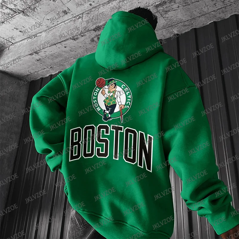 Boston Basketball Hoodie Autumn Unisex Hoodie Graphic Vintage Women Men Winter Fleece Street Hoodie Hip Hop Pullover 3D Hoodie