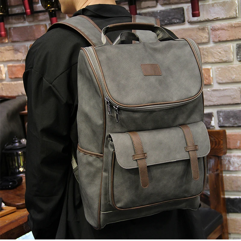 Men's Fashion Street Backpack High Quality PU Leather Student Laptop Laptop School Bag Leisure Travel Backpack