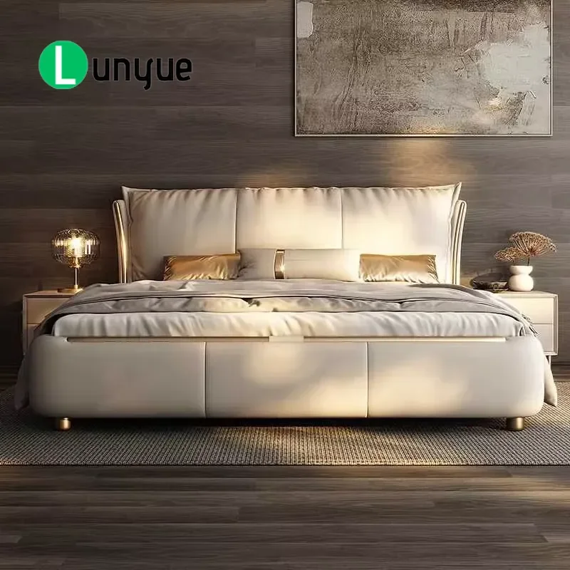 Modern Beige Princess Bed Frame Waterproof Designer Double Full Queen Size Bedroom Furniture Home Decor Durable Stylish