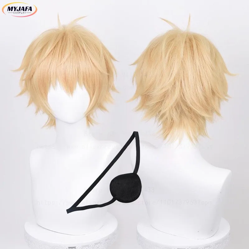 

High Quality Anime Denji Cosplay Wig 30cm Light Orange Short Wigs Heat Resistant Synthetic Hair Party Role Play Wigs + Wig Cap