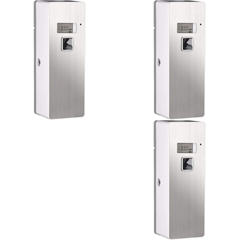 AD24 3X Free Standing Wall-Mounted Home Odor Neutralizing Automatic Air Freshener Fragrance Aerosol Spray Dispenser Silver