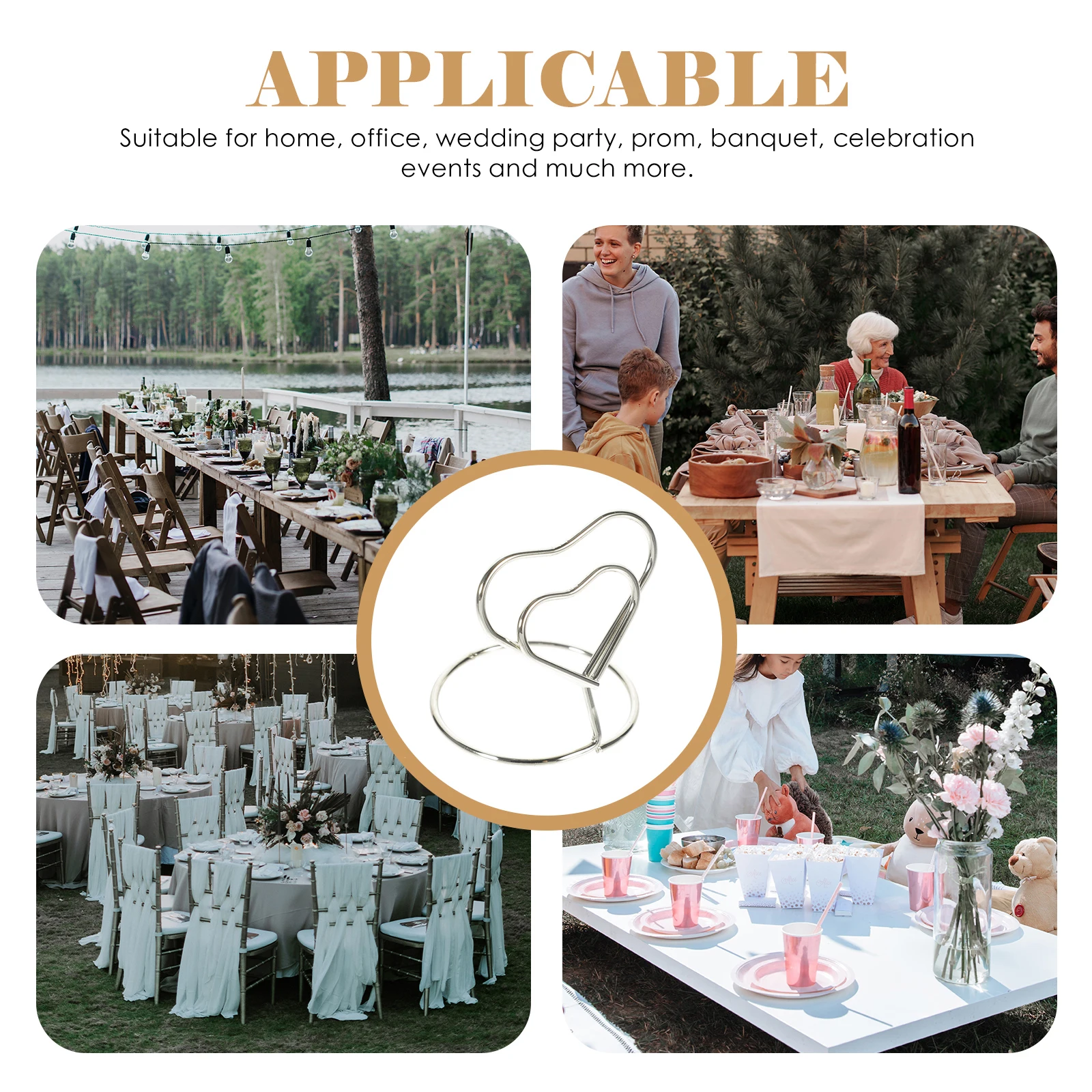 10 Pcs Decor Desk Card Holder Paper Clips Photo Restaurant Golden Wedding Supplies Mother