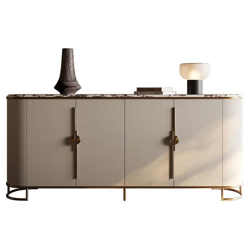 

High-end entrance cabinet, light luxury entry into the door, modern simple living room cabinet, natural luxury stone dining side