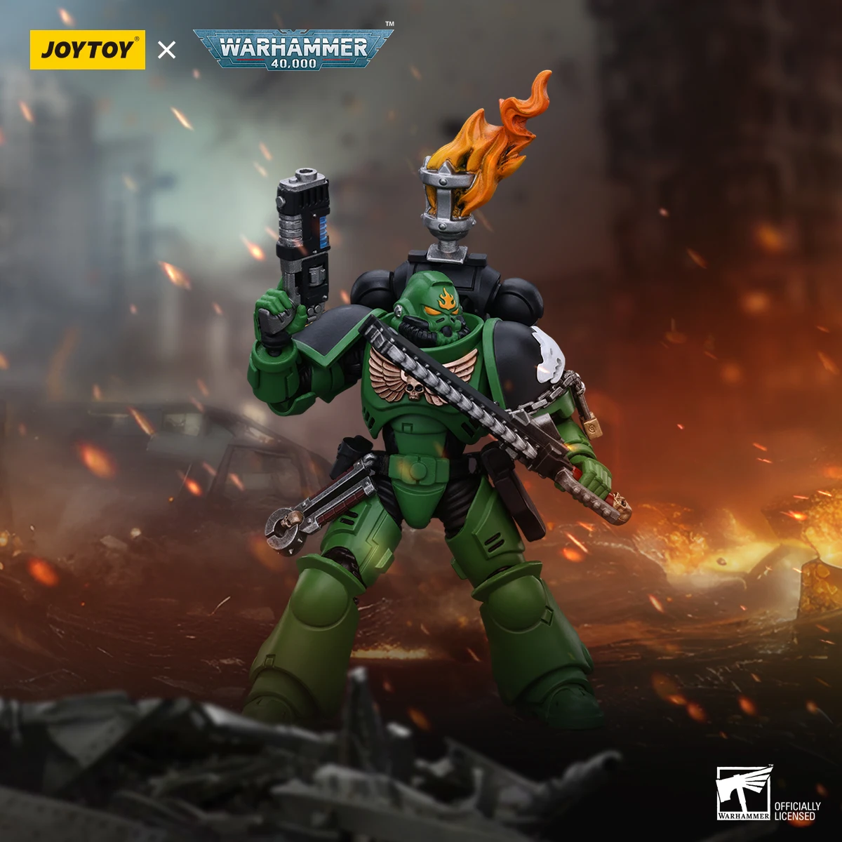 JOYTOY 1/18 Action Figure 40K Salamanders Intercessors Sergeant Tsek'gan 1:18 Anime Military Model Mecha Toy Collection Ornament