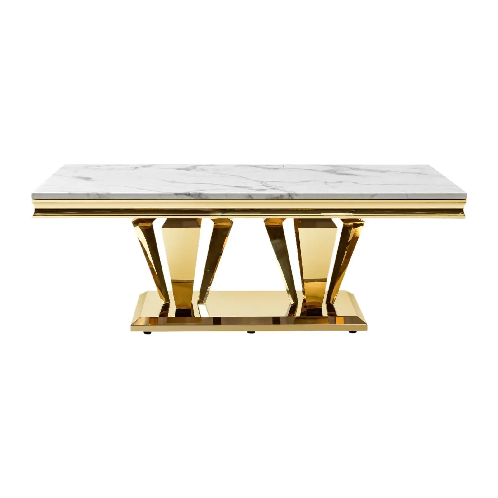 

58.18" Modern Rectangular 0.78" Thick MDF Marble Pattern Top, Coffee Table