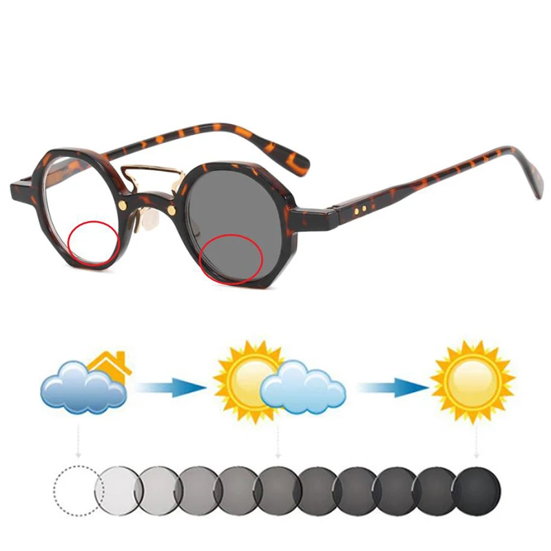 

Новые ретро леопардовые фотохромные бифокальные солнцезащитные очки для чтения для женщин и мужчин, эластичные заклепки для ног, дальнозоркость, солнечные очки, вид рядом вдали