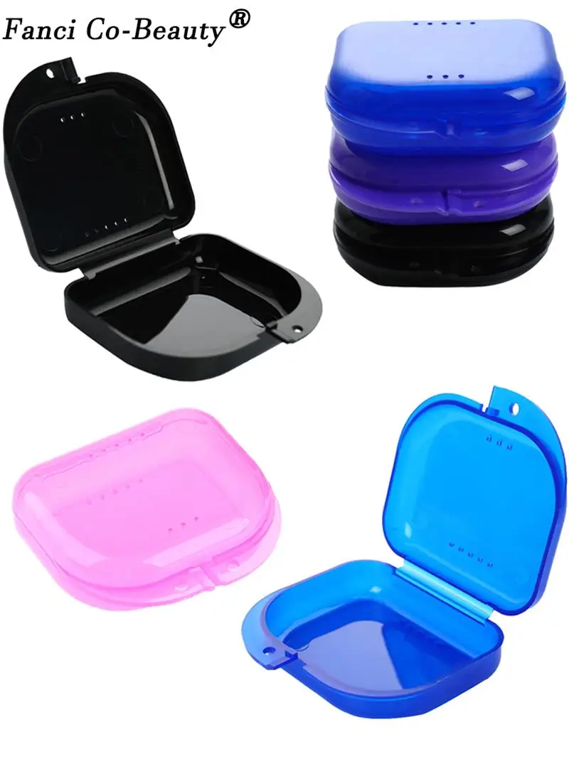 Orthodontic Boxes Mouth Guard Case Fake Teeth Cover Retainer Case With Vent Holes Denture Box Tight Snap Lock Retainer Holder