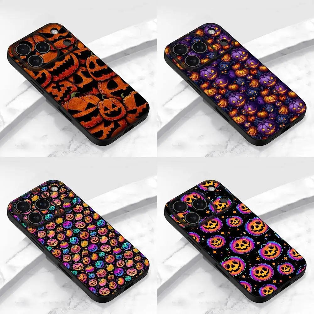 

Halloween Jack Pumpkin Phone Case For iPhone 17,16,15,14,13,12,11,Pro,Max,Plus,E,Air,Mini Protective Black Cover