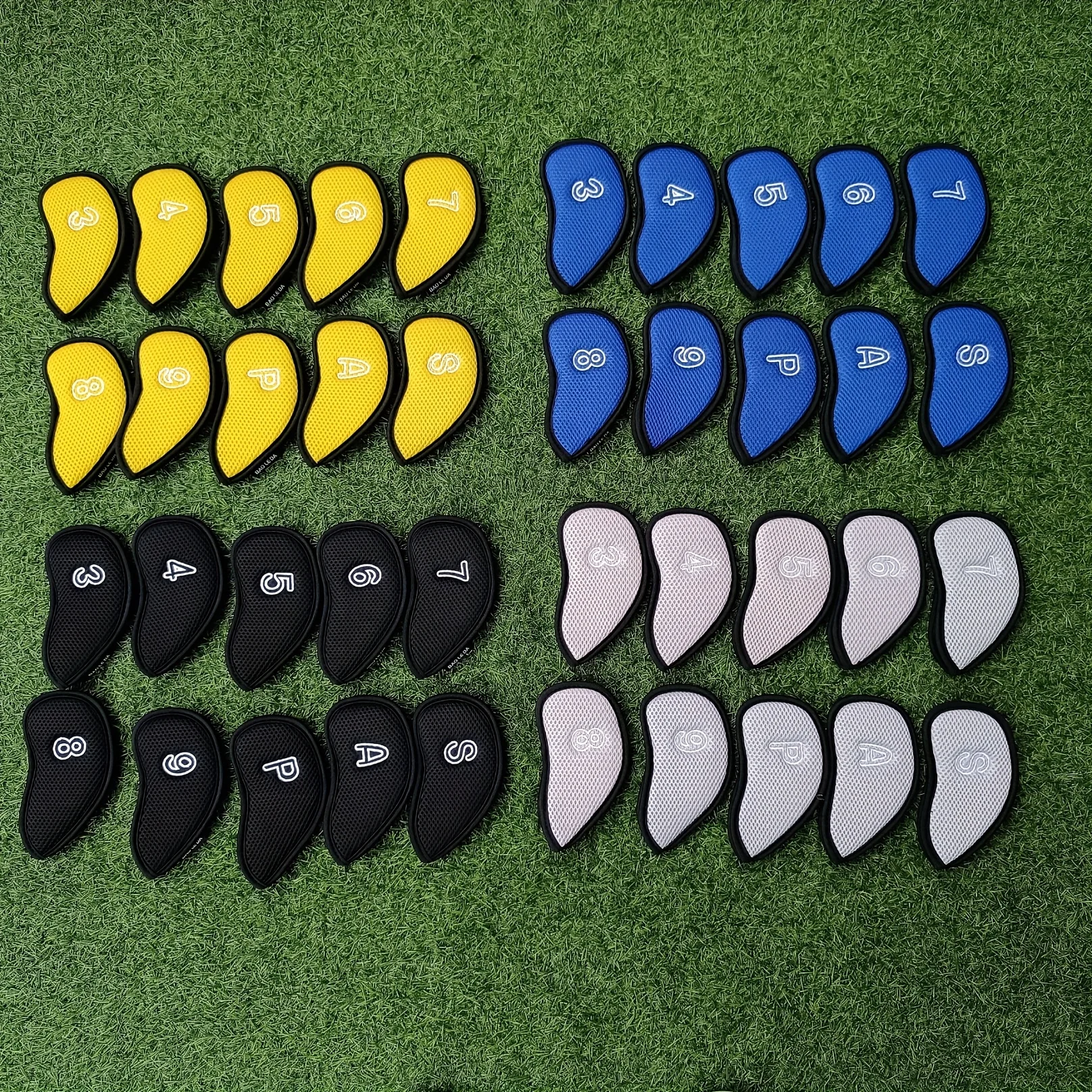 10 pcs in a Pack, Mesh Golf Head Cover, Golf Iron Head Cover, Premium Iron Head Covers, Golf Cover, Black/Blue/Yellow/Silver