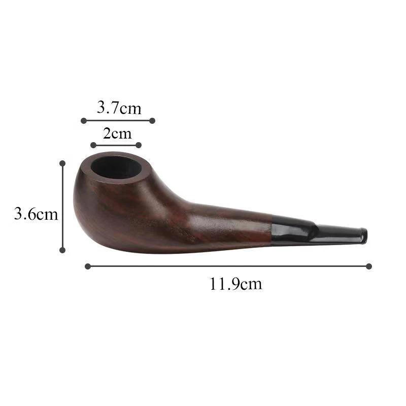 Ebony Wood 3mm Filter Flue Tobacco Pipe Retro Gentleman Bent Type Handle Handmade Smoking Pipe With Accessory Old Dad's Gift