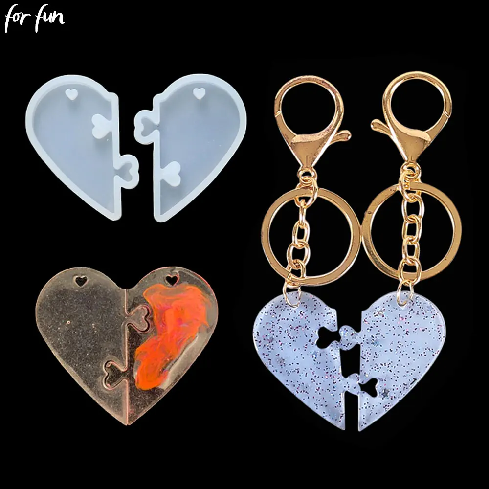 For Fun Love Heart Locks for Lovers Necklace Pendant Silicone Mold for DIY Jewelry Making Epoxy Resin Mould Valentine's Day Gift