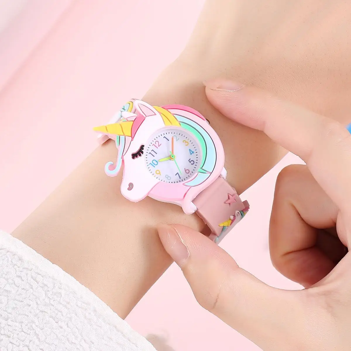 New Children\'s Star Unicorn Student Silicone Cartoon Watch