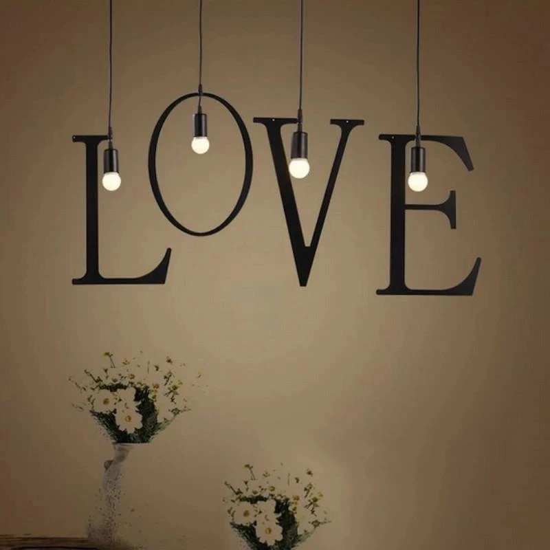 

Люстры с буквами, домашнее креативное освещение, украшение для спальни, лофт, освещение фермерского дома, светодиодный светильник E27