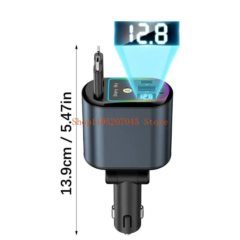 37cd جهاز سيارة متعدد الأجهزة 120 واط مخرج طاقة 4 منافذ شحن متزامن جسم معدني مراقبة محتملة