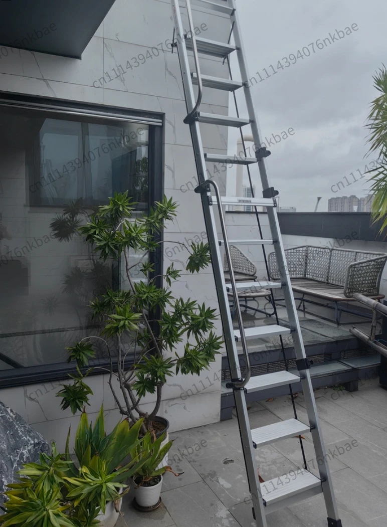Thickened Aluminum Foldable Attic Stair Ladder, Portable Multifunctional Step Ladder for Kitchen, Home & Outdoor Climbing Work image 2