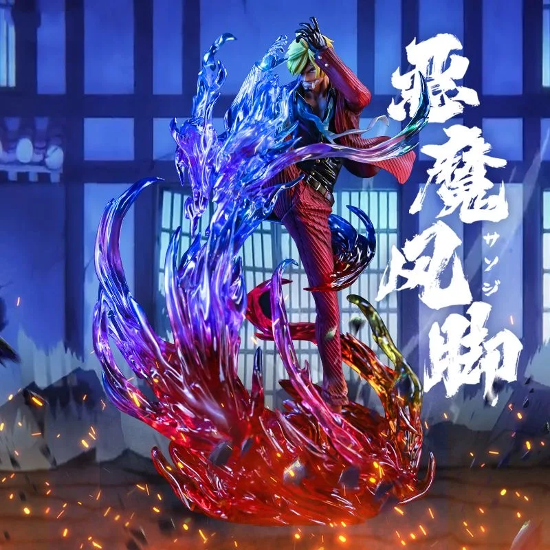 

22cm One Piece Anime Figurines Onigashima Flame Demon Kick Awakened Sanji Action Figures Statue Gk Model Doll Collection Toys
