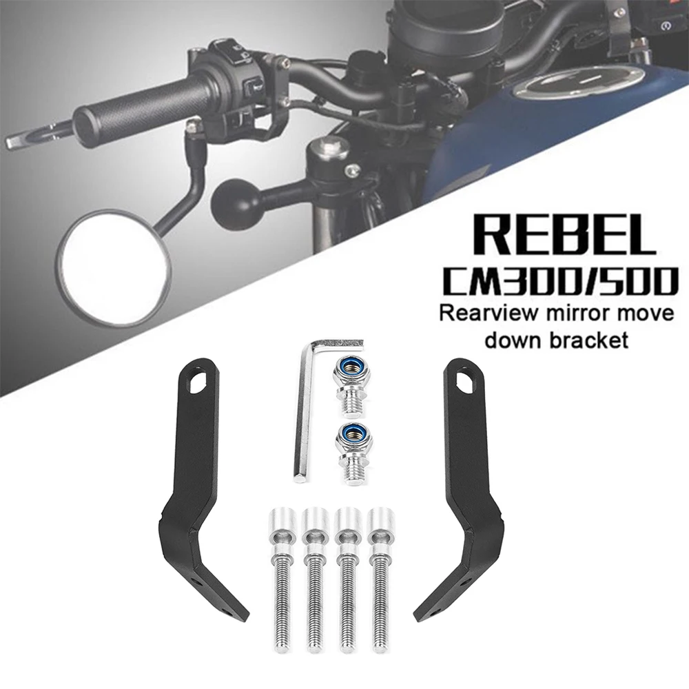 

Motorcycle Parts For Honda Rebel CMX500 CMX300 CMX 500 300 250 2017-2023 Rearview Mirror Move Down Mount Bracket Extend Holder