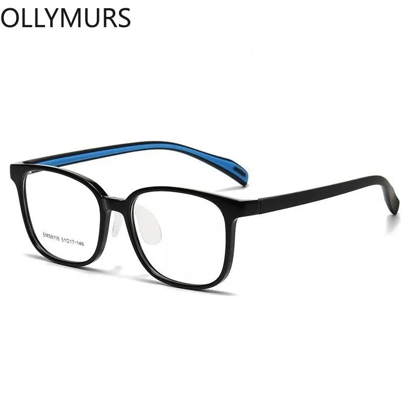 KIZN إطار بصري دائري للمراهقين TR90 مرن خفيف الوزن نظارات طبية بصرية للنساء متدرجة سوداء Gafas