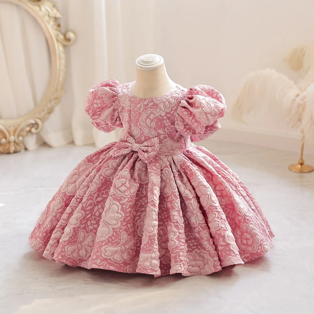 Baby Girl Birthday Party Dress Children Print Dresses Ball Gown Princess Kid's White Clothes