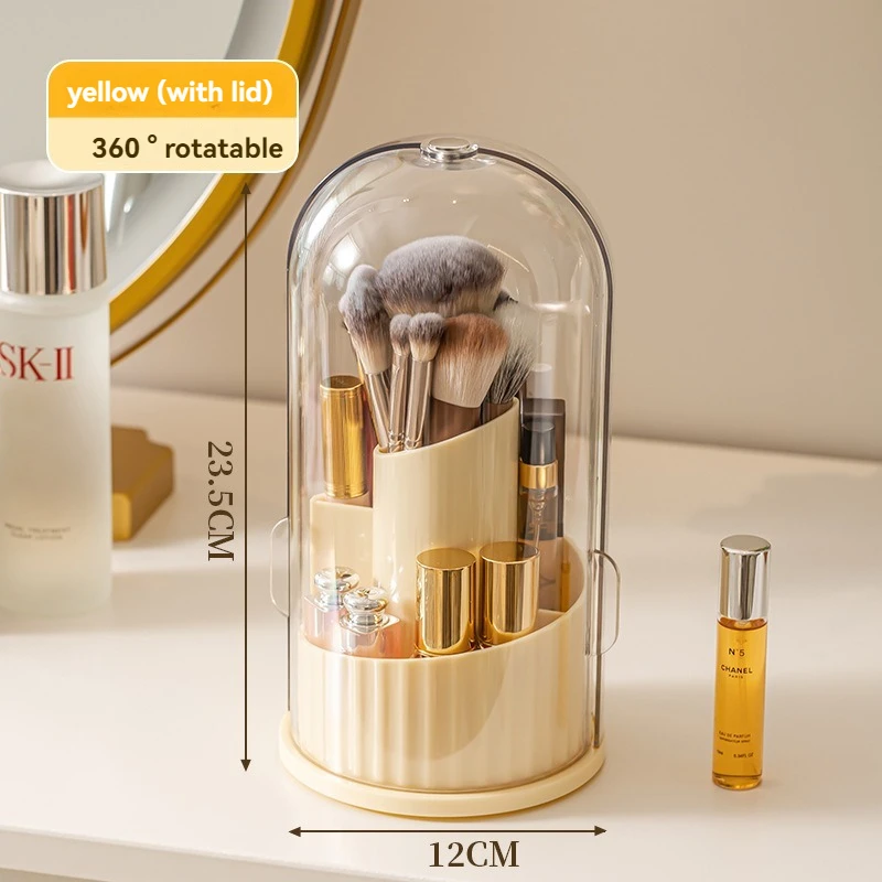 360° Rotating Makeup Brush Holder Desktop Makeup Organizer Cosmetic Storage Box Lipstick Eyebrow Brush Holder Jewelry Container