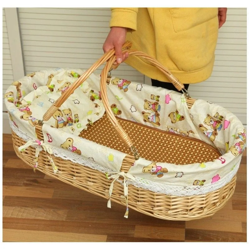 

Rattan newborn portable car basket out environmentally friendly crib sleeping basket rocking