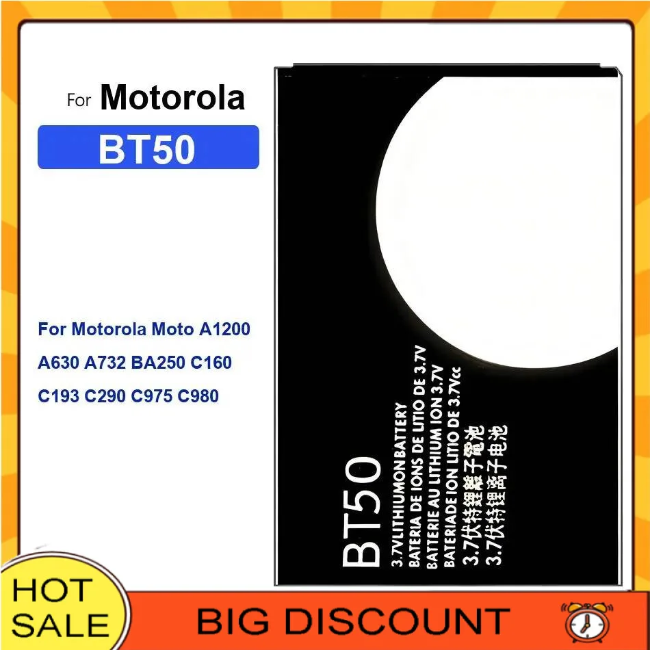 

Долговечный аккумулятор мобильного телефона BT50 BT60 1130 мАч для Motorola Moto A1200 C168 W208 W210 W218 C975 C980 E1000 A732 BA250
