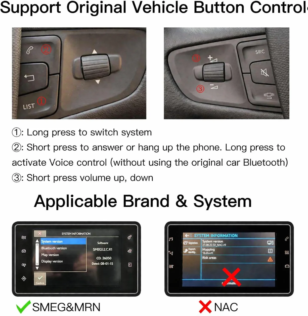 AUTOABC Draadloze Carplay Android Auto Module voor Picasso Cristaux DS SMEG C4 C5 DS4 DS3 DS5 DS6 308 508 5008 3008 Multimedia GPS