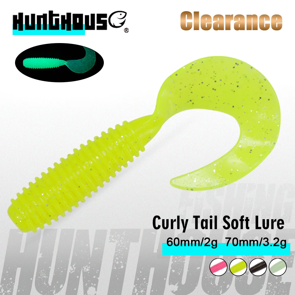 

Hunthouse Curly Tail Fishing Lure 60mm/2g 70mm/3.2g 20PCS Soft Bait Artificial Silicone Worm Fishing Tackle For Bass Pike LW243