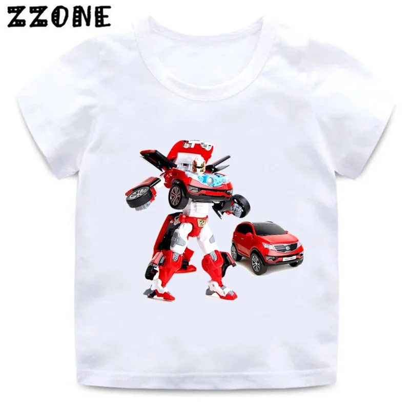 Tobot Evolution Transformer Robot Car Print Kids T-Shirts Girls Clothes Cartoon Baby Boys T shirt Summer Children Tops, ooo2179