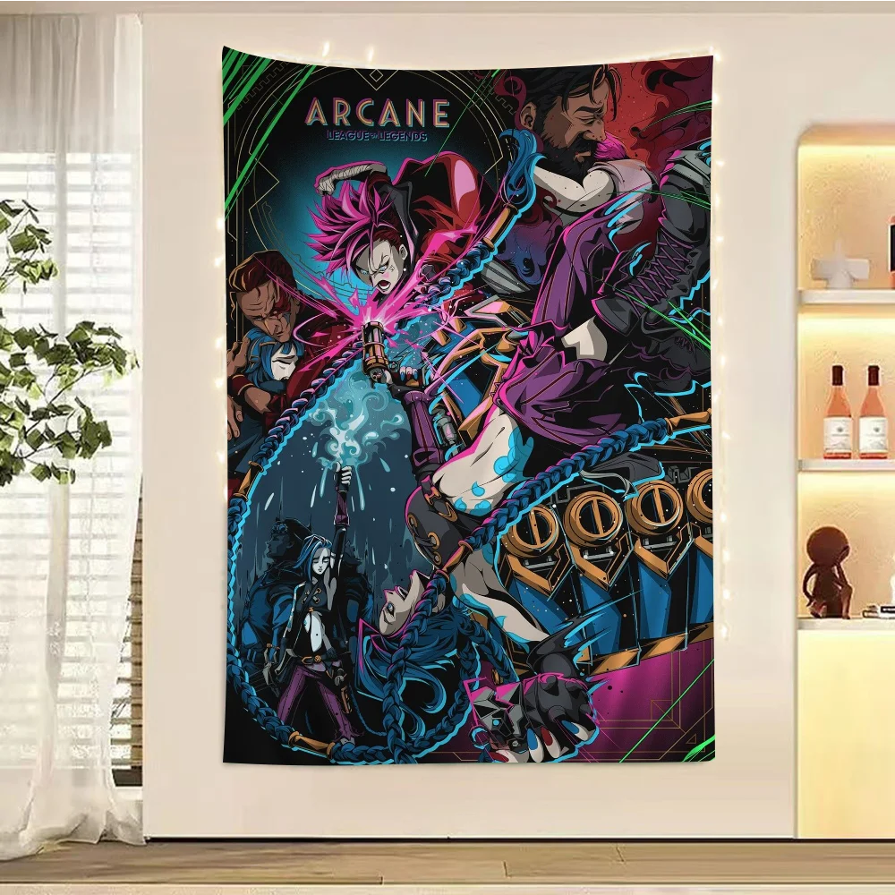 Arcane Jinx L-Lols Cartoon Tapestry For Living Room Home Dorm Decor INS Home Decor