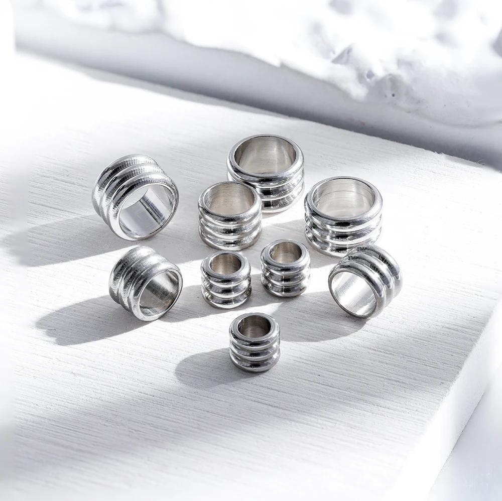20pcs 3mm 5mm 6mm Stainless Steel Big Hole Spacer Beads DIY Charm Necklace Bracelet Jewelry Making Findings Accessories