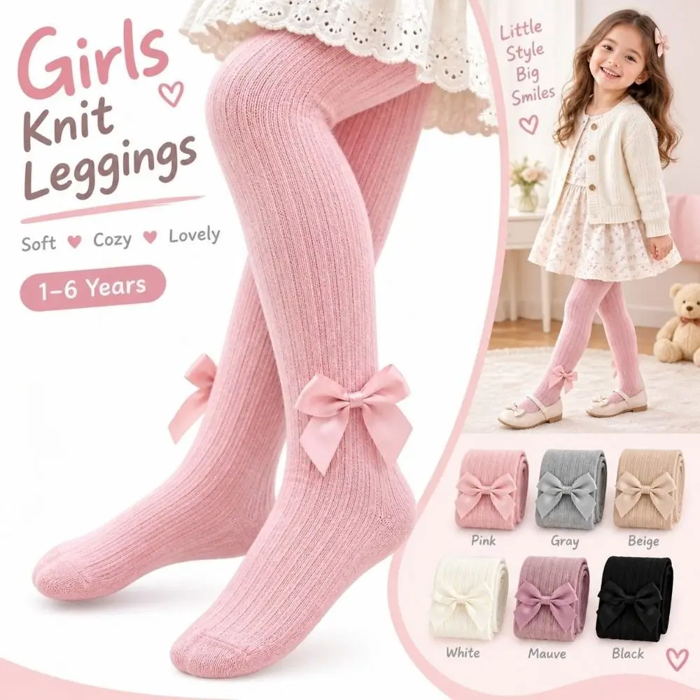 Class A Cotton Girls Knit Leggings Twisted Texture Stretch Fabric Kids Pantyhose Four Way Stretch Solid Color Children Tights